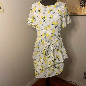 Banana Republic Lemon print Ruffled dress